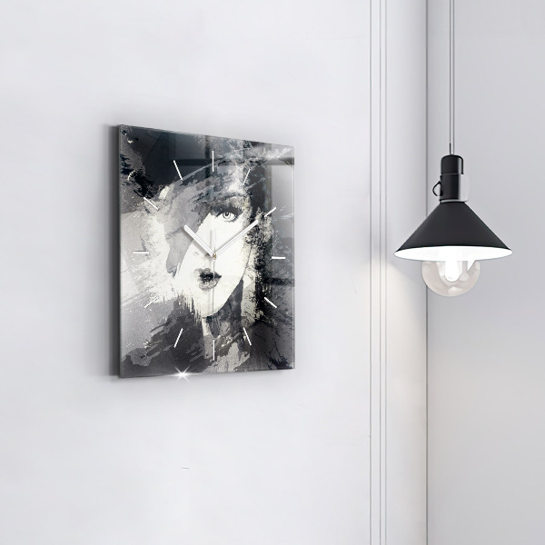 Szögletes fali üvegóra Nő - akvarell