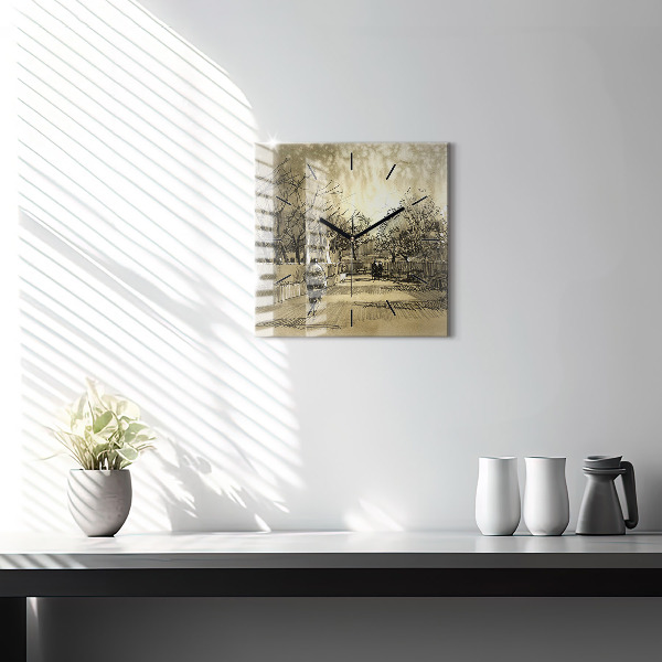 Szögletes fali üvegóra Park és a szépia fák