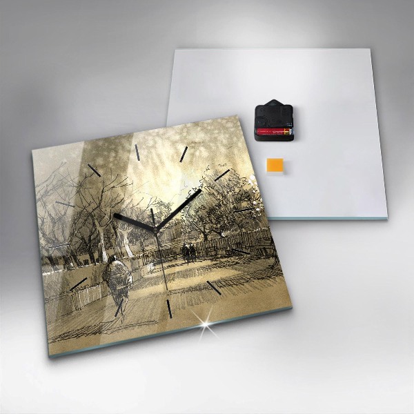 Szögletes fali üvegóra Park és a szépia fák