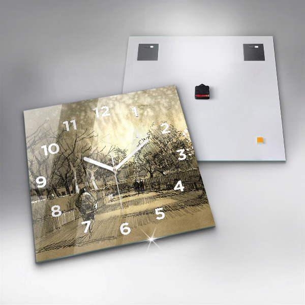 Szögletes fali üvegóra Park és a szépia fák