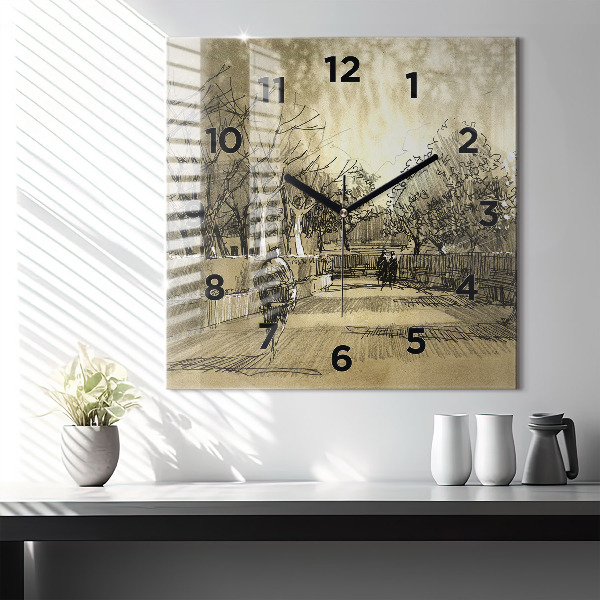 Szögletes fali üvegóra Park és a szépia fák