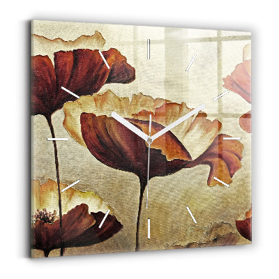 Szögletes fali üvegóra Festett mák