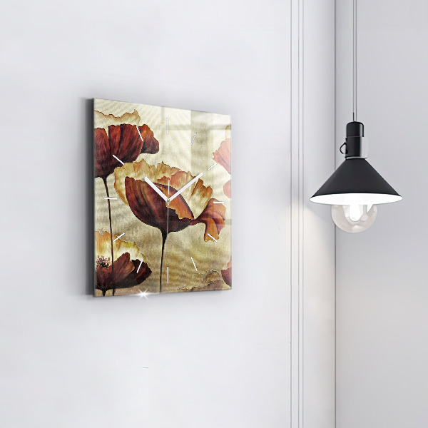 Szögletes fali üvegóra Festett mák