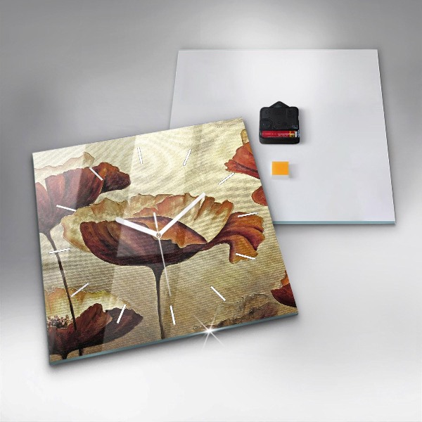 Szögletes fali üvegóra Festett mák