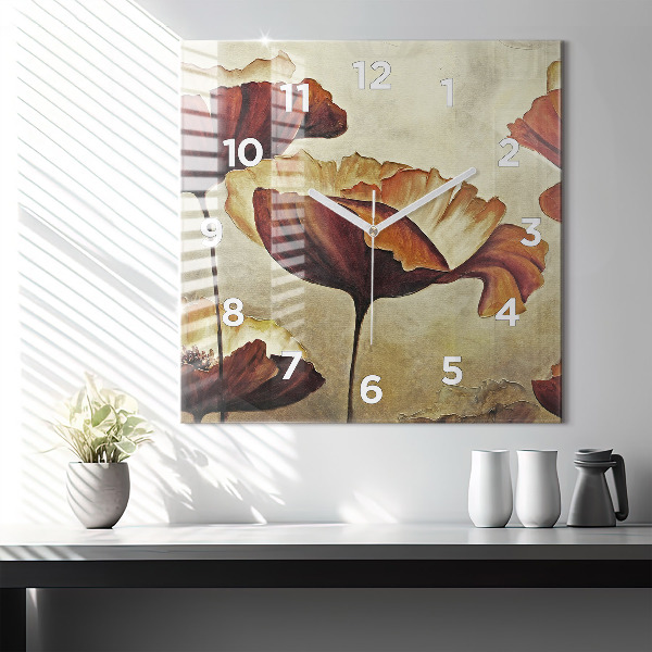 Szögletes fali üvegóra Festett mák