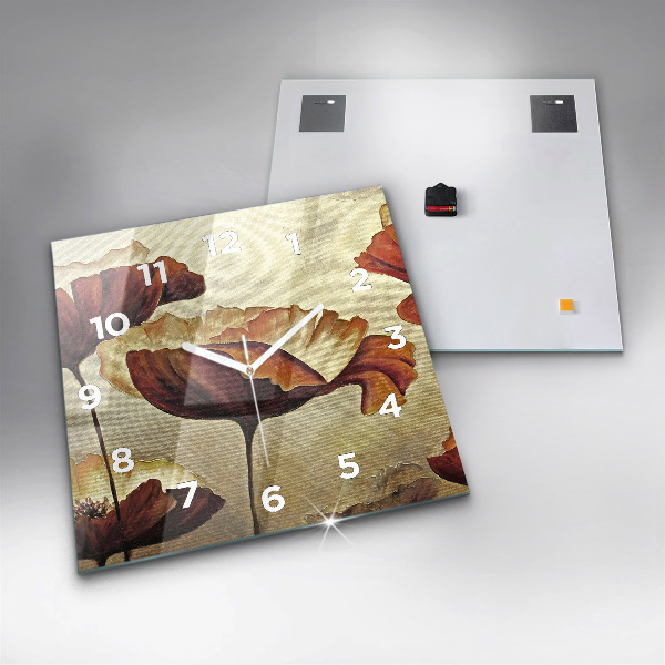 Szögletes fali üvegóra Festett mák