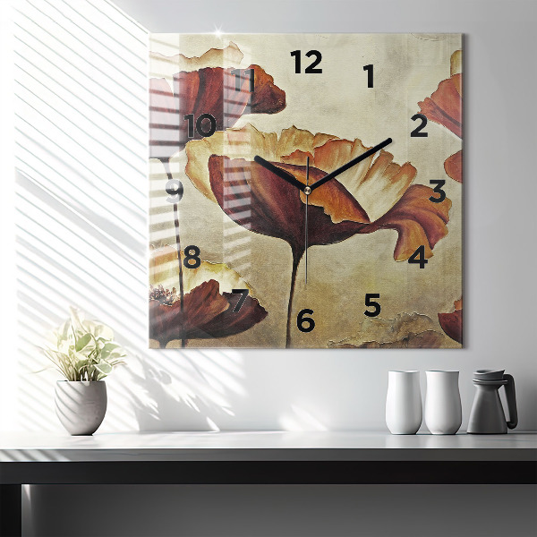 Szögletes fali üvegóra Festett mák