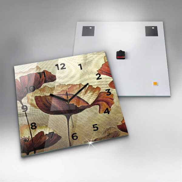 Szögletes fali üvegóra Festett mák