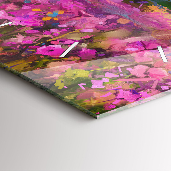 Szögletes fali üvegóra Táj a természet és a virágok