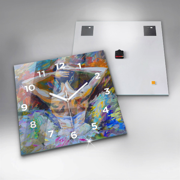 Szögletes fali üvegóra Festett balerina