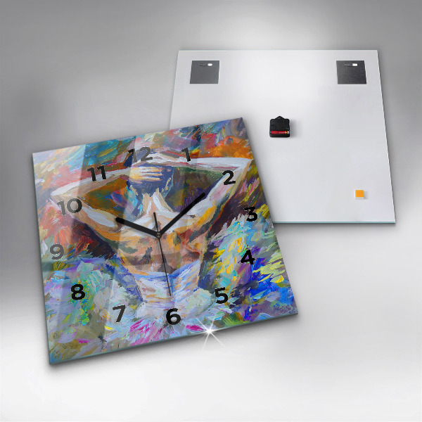 Szögletes fali üvegóra Festett balerina