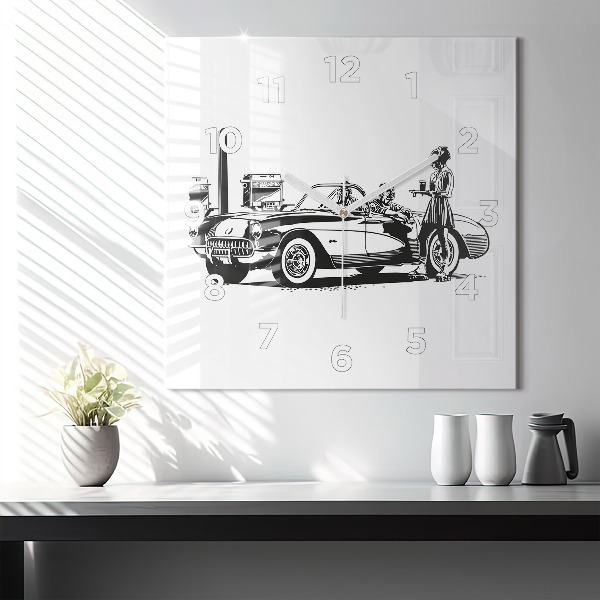 Szögletes fali üvegóra Retro Illusztráció