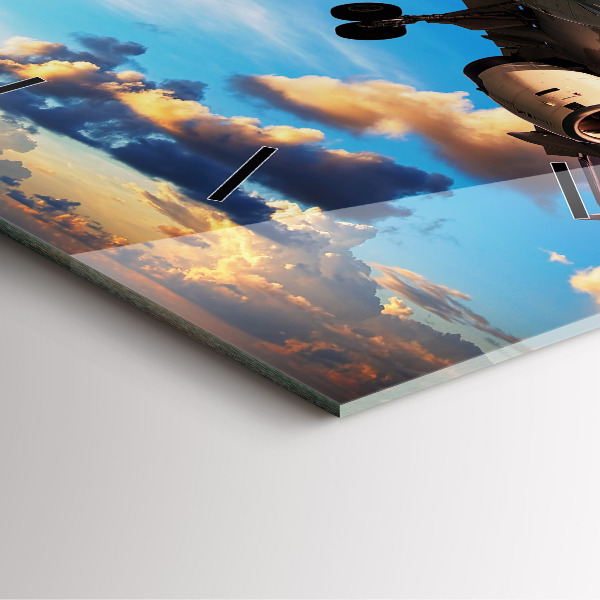 Szögletes fali üvegóra Repülőgép a felhőkben