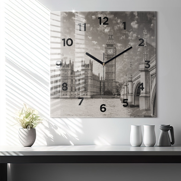 Szögletes fali üvegóra London Anglia Big Ben