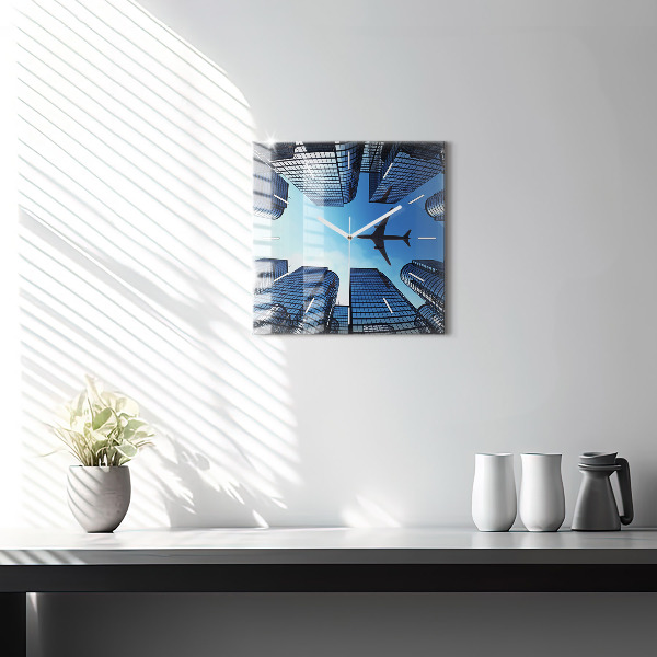 Szögletes fali üvegóra Repülőgép épületek felett