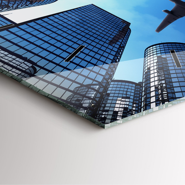 Szögletes fali üvegóra Repülőgép épületek felett