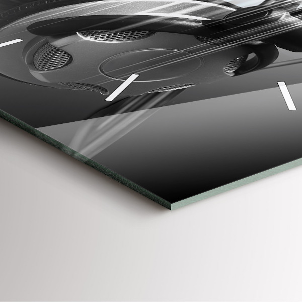 Szögletes fali üvegóra Mikrofon és fejhallgató