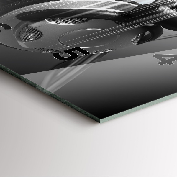 Szögletes fali üvegóra Mikrofon és fejhallgató