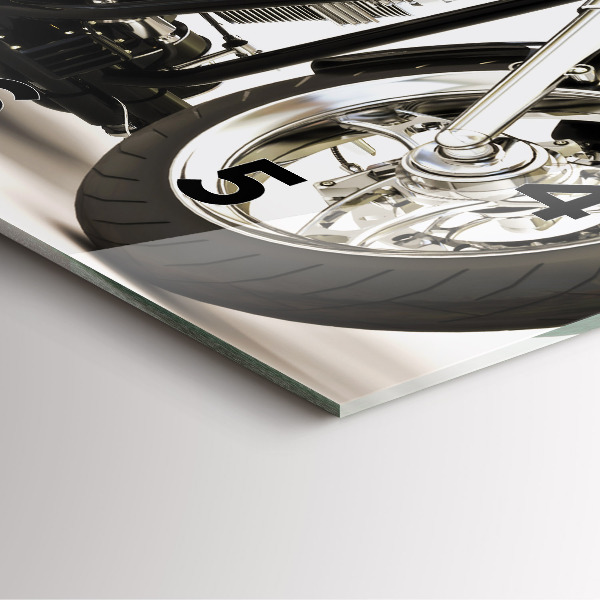 Szögletes fali üvegóra Fekete motorkerékpár