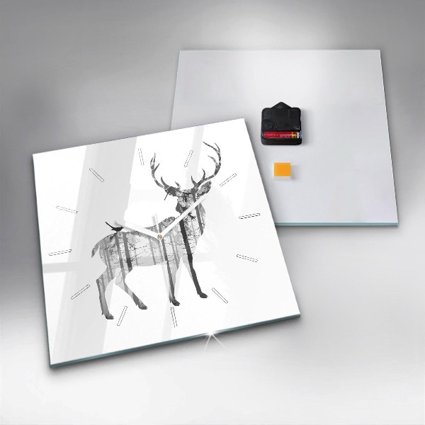 Szögletes fali üvegóra Szarvas erdő sziluettje