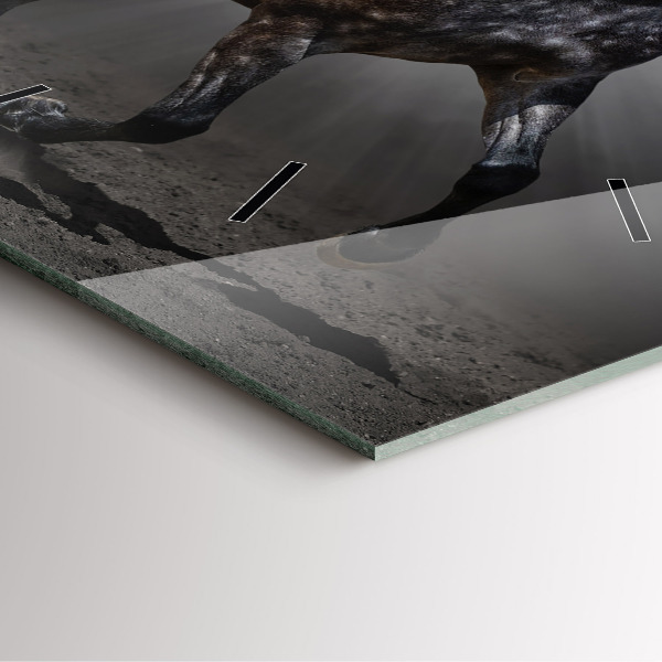 Szögletes fali üvegóra Vágtató ló