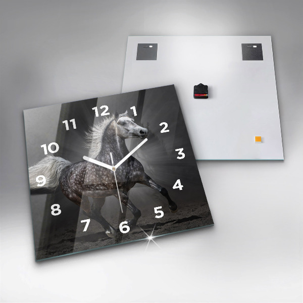 Szögletes fali üvegóra Vágtató ló