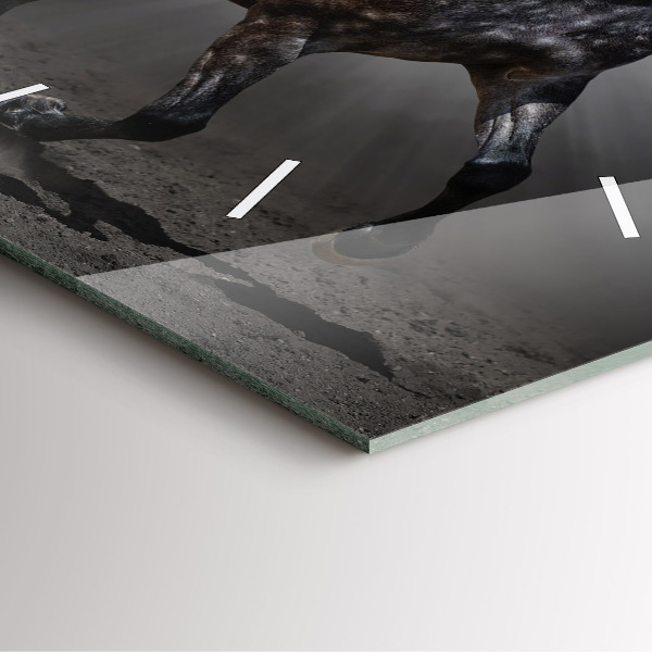 Szögletes fali üvegóra Vágtató ló