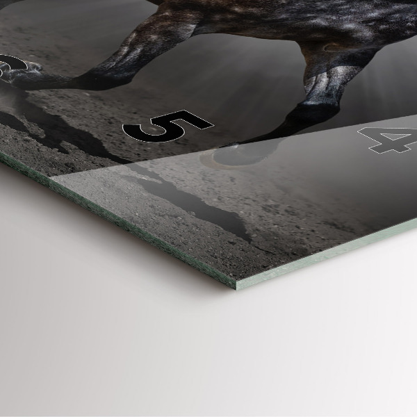 Szögletes fali üvegóra Vágtató ló