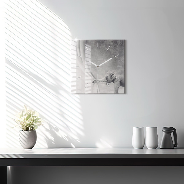 Szögletes fali üvegóra Elefánt