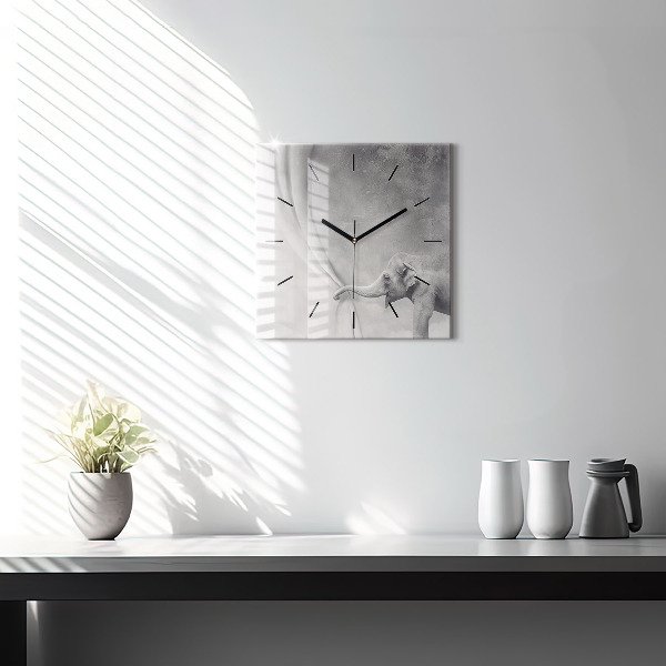 Szögletes fali üvegóra Elefánt