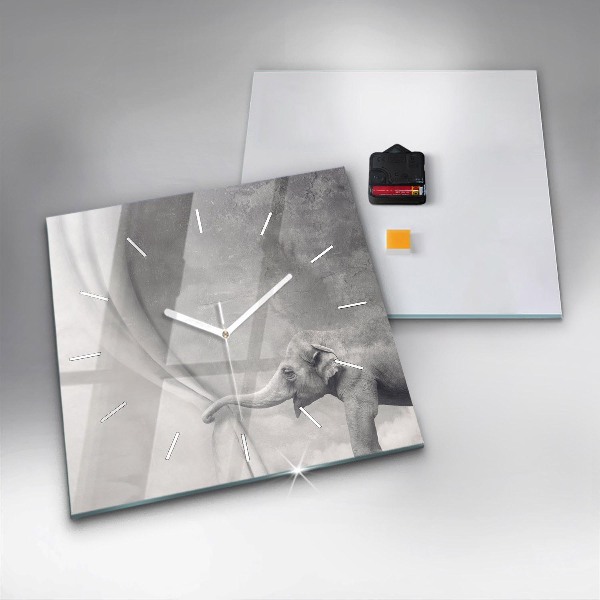 Szögletes fali üvegóra Elefánt