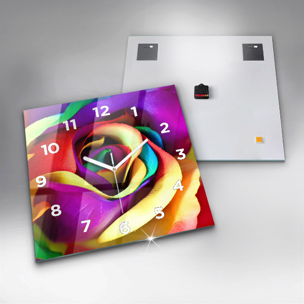 Szögletes fali üvegóra Szivárvány rózsa