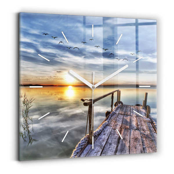 Szögletes fali üvegóra Lake Sunset