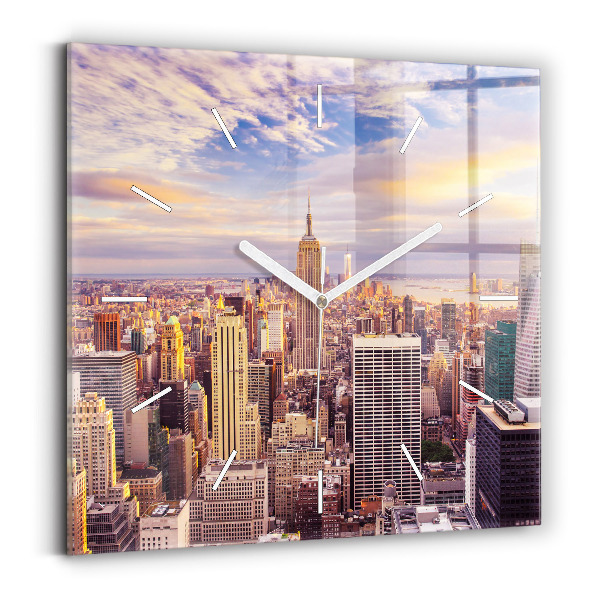 Szögletes fali üvegóra Naplemente New York