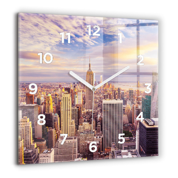 Szögletes fali üvegóra Naplemente New York