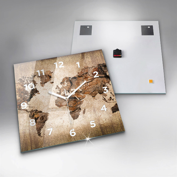 Szögletes fali üvegóra Vintage világtérkép