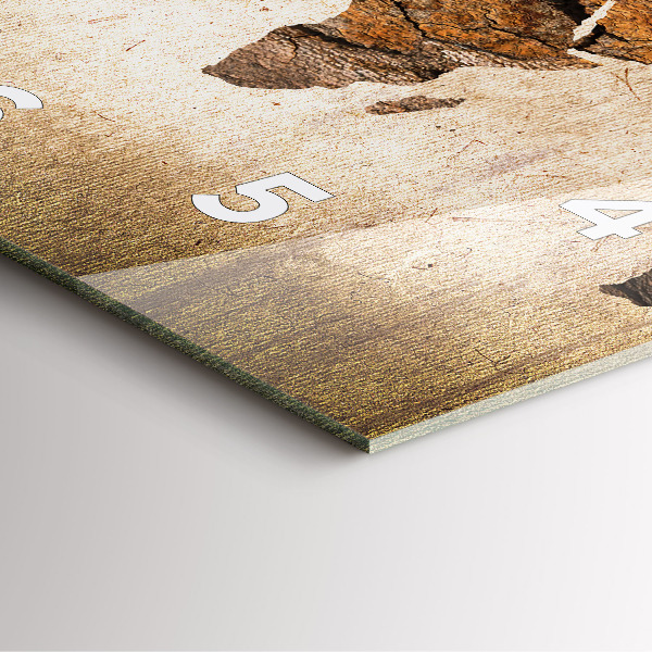 Szögletes fali üvegóra Vintage világtérkép