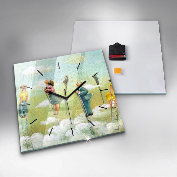 Szögletes fali üvegóra Emberek a létrán