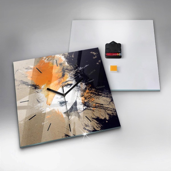Szögletes fali üvegóra Portré egy nő absztrakt