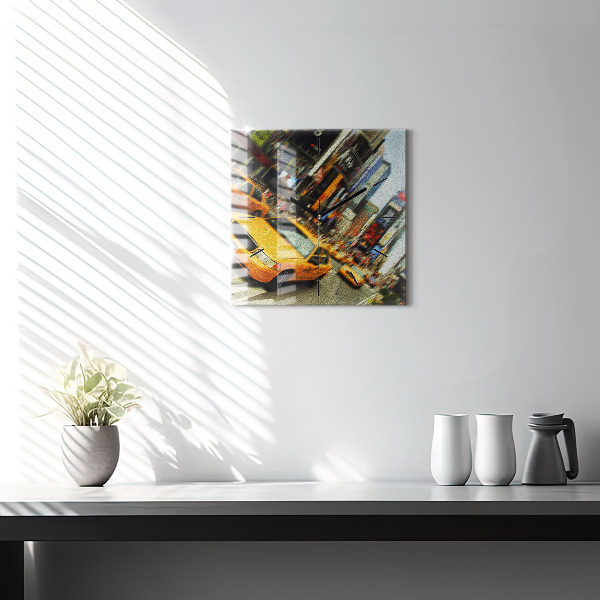 Szögletes fali üvegóra New York-i taxik