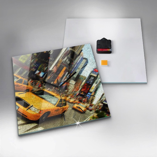 Szögletes fali üvegóra New York-i taxik