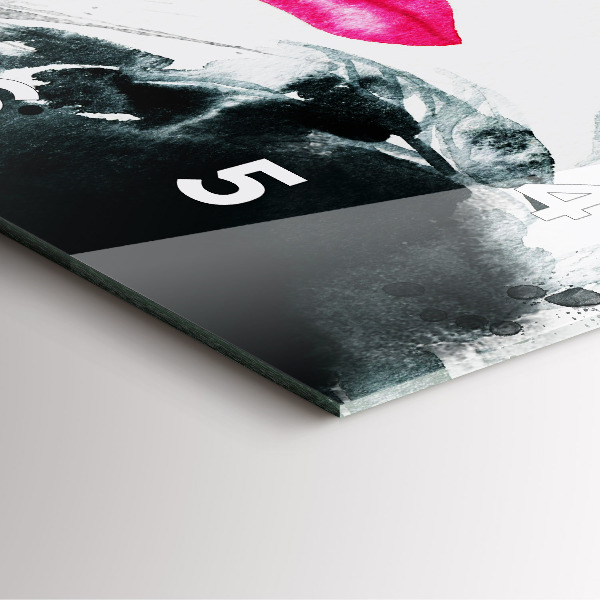 Szögletes fali üvegóra Vörös ajkak nő portréja