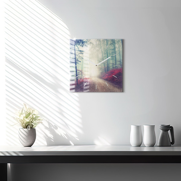 Szögletes fali üvegóra Őszi út Erdei Köd