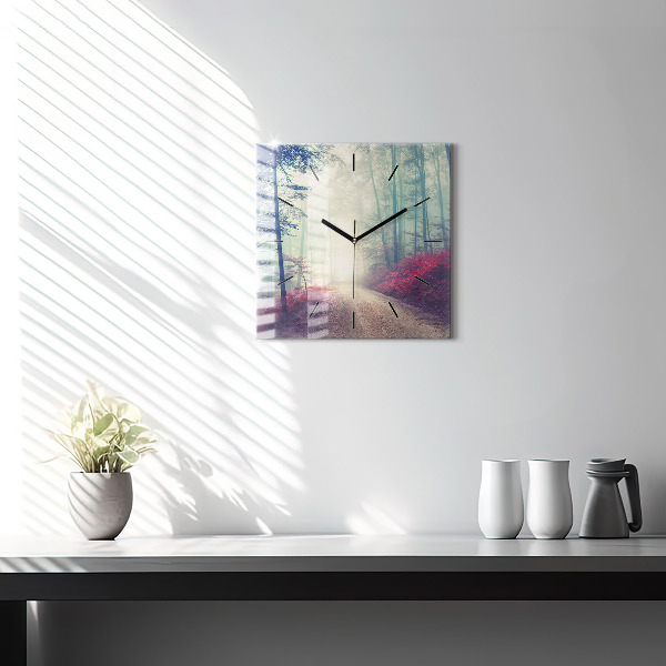 Szögletes fali üvegóra Őszi út Erdei Köd