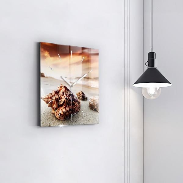 Szögletes fali üvegóra Egy kagyló a tengerparton