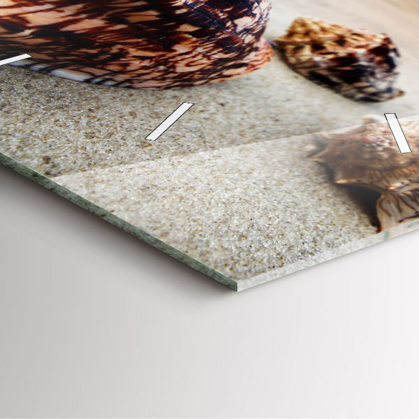 Szögletes fali üvegóra Egy kagyló a tengerparton