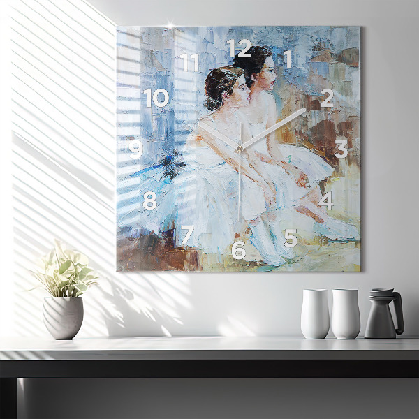 Szögletes fali üvegóra Fiatal balerinák