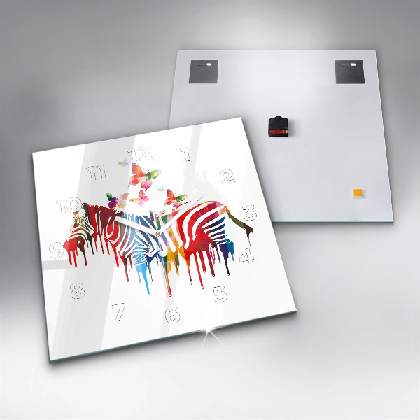 Szögletes fali üvegóra Színes zebra