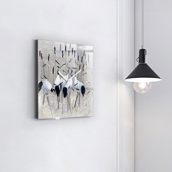 Szögletes fali üvegóra Daruk a nádasban