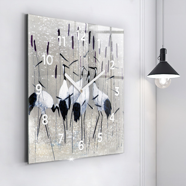 Szögletes fali üvegóra Daruk a nádasban